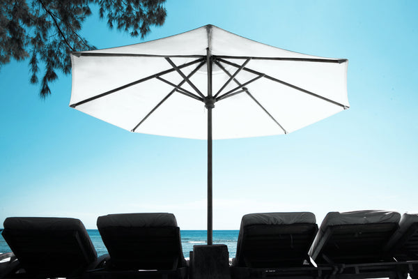 commercial patio umbrellas los angeles California Umbrella 9' Premium Hardwood Umbrella, Manual Lift With Sunbrella Natural Fabric : Patio, Lawn & Garden tear resistance Custom Umbrellas - Residential &