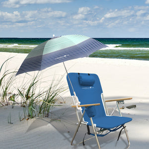 Caribbean Joe 48 Inch Horizon Stripe Clamp Beach Umbrella
