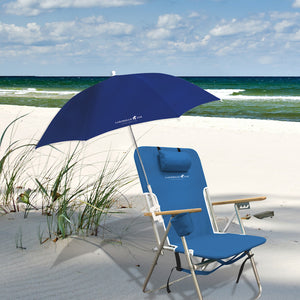 Caribbean Joe 48 Inch Arc Clamp On Navy Beach Umbrella