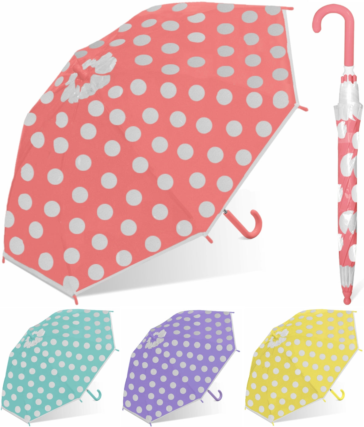 Wholesale Childrens Dot Hook Assorted Umbrella