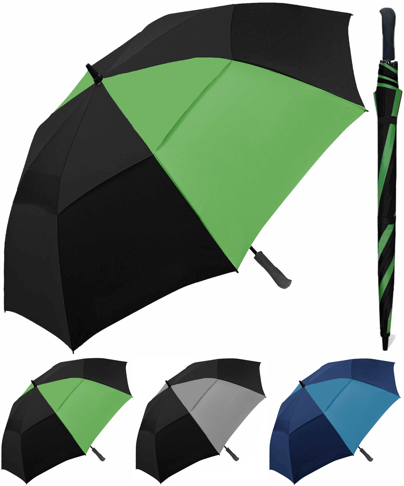 Wholesale Weather Zone Auto Open Double Canopy Golf Assorted Umbrella
