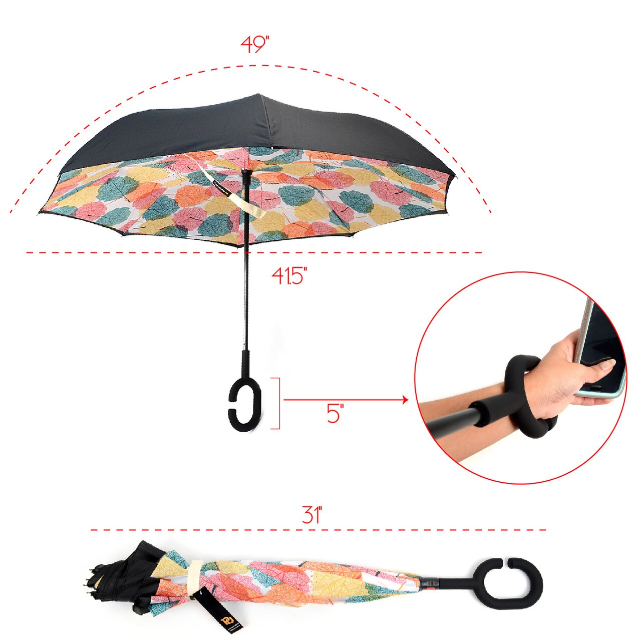 Wholesale Autumn Leaves Double Layer Inverted Umbrella