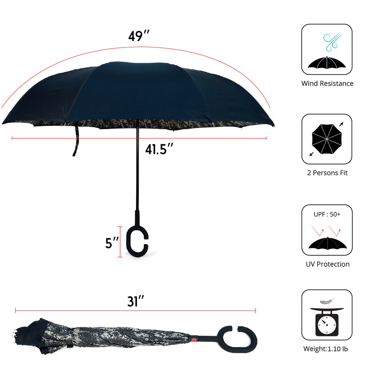 Wholesale Snake print Double Layer Inverted Umbrella