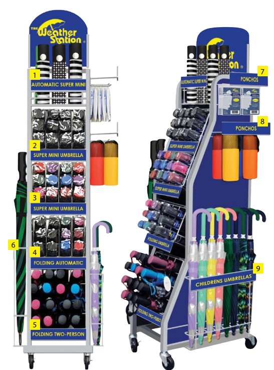 Wholesale Metal Display Rack with Umbrellas - 100 pcs